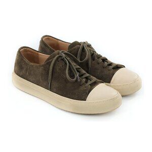 ALEX ARIGATO Olive Green Suede Cap Tope Lace Up Low Top Sneakers